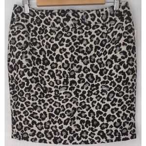 HALOGEN Skirt WOMEN'S SIZE 8 WHITE-BLACK ANIMAL PRINT PENCIL Mini NEW